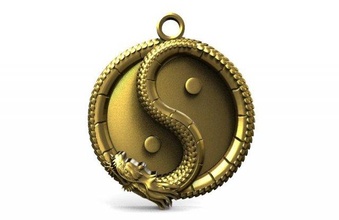 ying yan drago pendente 3d stampa modello in orecchini 3dexport gioielleria gioiello arte 3d print model - Mito3D