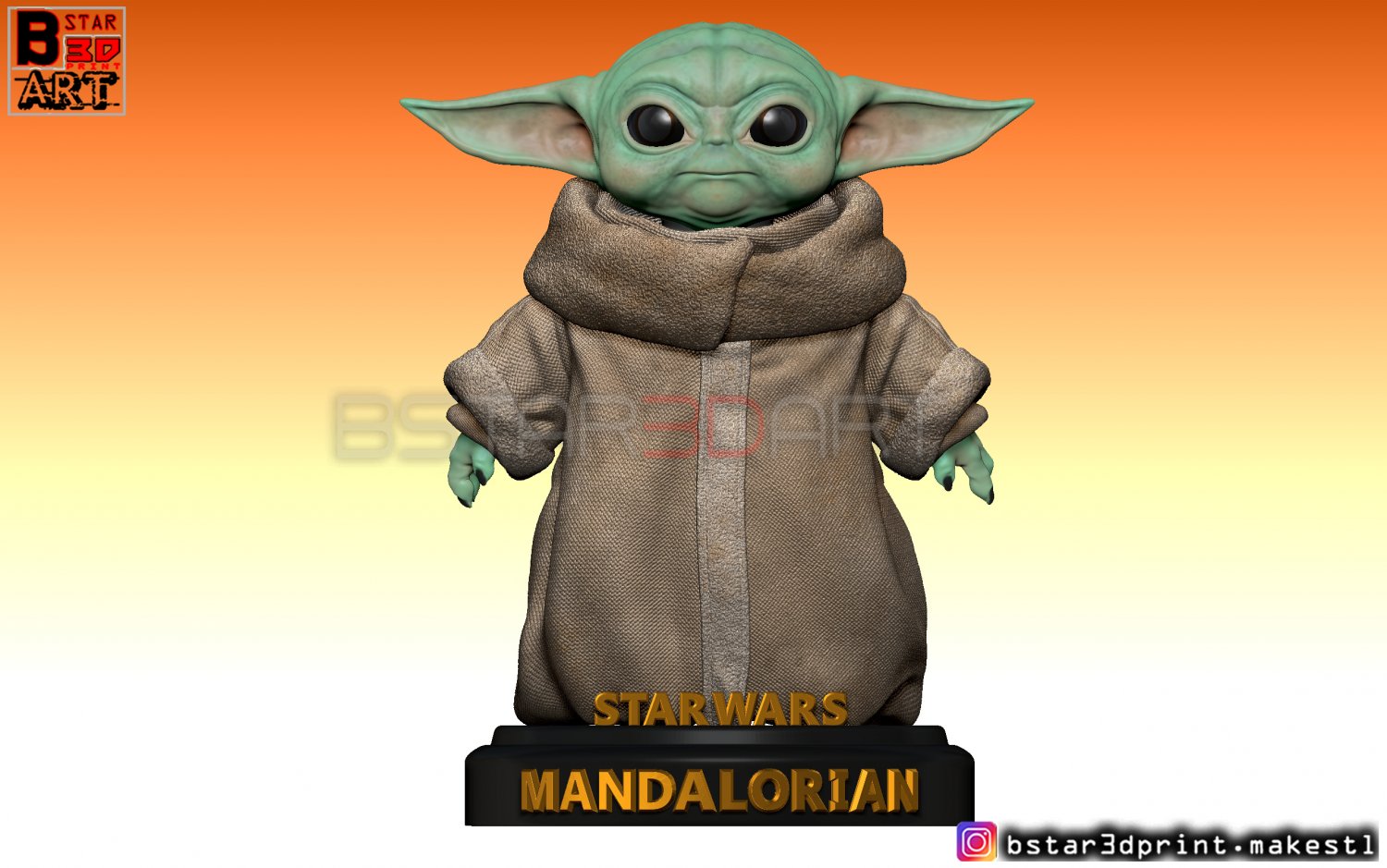 yoda bebek mandaloryalı star savaşlar yüksek kalite 3d yazdır model in heykel 3dexport şekil oyuncak jedi darth vader luke 3D print model - Mito3D