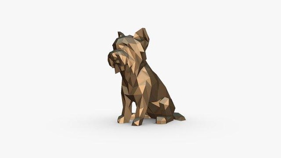 yorkshire terrier figura animales Arte regalo impresión lowpoly 3dprint animal decoración interior diseño miniaturas escultura estatua juguete dibujos animados poligonal polígono lindo 3d print model - Mito3D