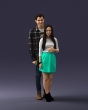 young couple 0068 3d print ready model in man 3dexport scan polygon 3dprint human male realistic posed character people miniatures woman child love relationship romance 3d print model - Mito3D