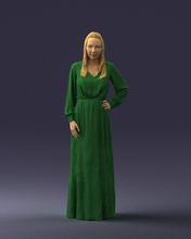 young girl green dress 0009 3d print ready scan model polygon 3dprint human male realistic posed character people miniatures man woman child style success outfit fashion 3d print model - Mito3D