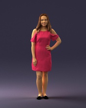 young girl pink dress 0007 3d print ready scan model polygon 3dprint human male realistic posed character people miniatures man woman child style success outfit fashion 3d print model - Mito3D