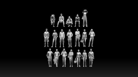 giovane scultura posa folla carattere umano ragazzo donna uomo ragazza femmina maschio figura Stampa miniatura diorama seduta passeggio mobile 3d print model - Mito3D