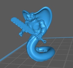yuan-ti - snake-man warrior pose 1 free dnd snake dungeons dragons chaos warhammer monster creature 3d print model - Mito3D