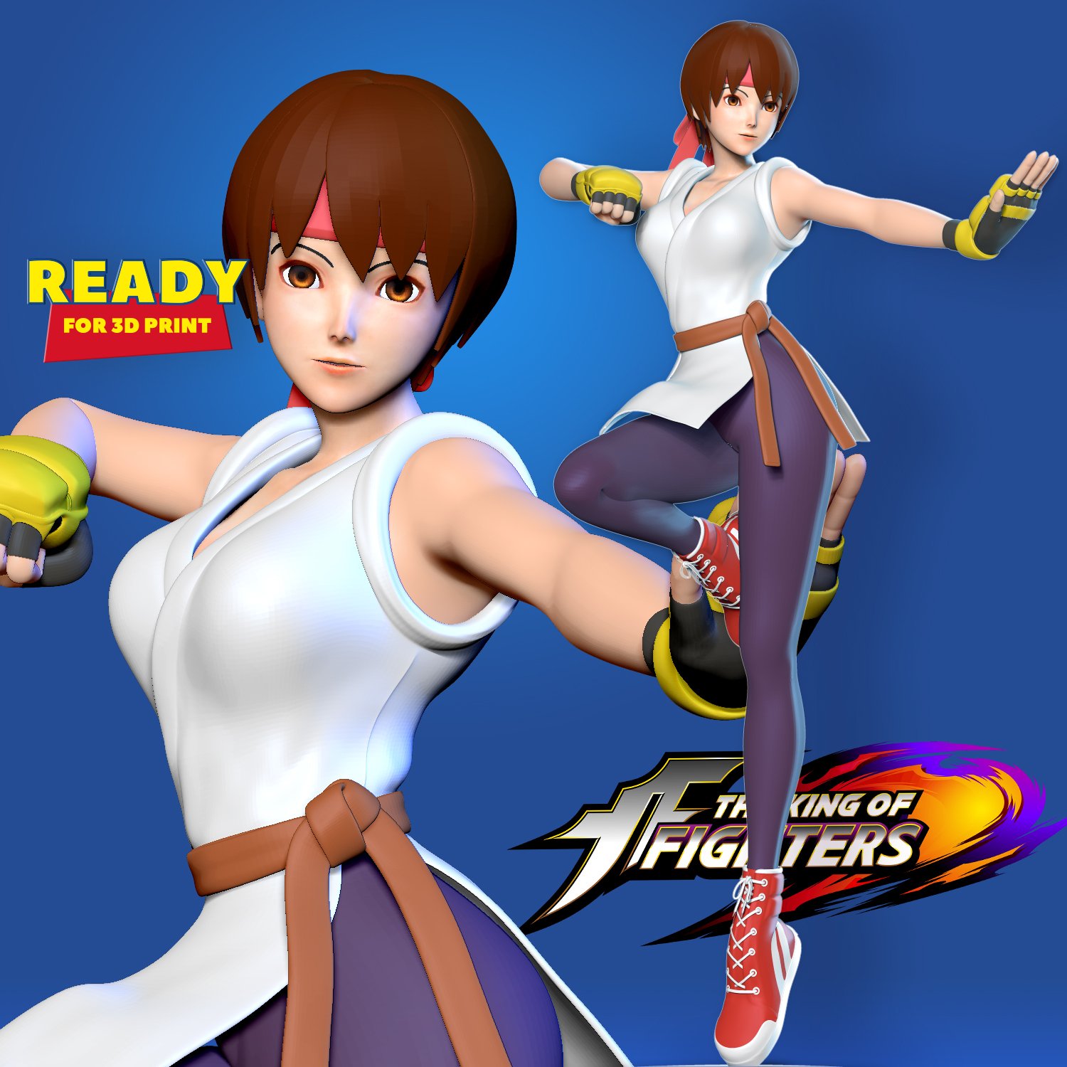 yuri sakazaki - king of fighters fanart 3d print model in woman 3dexport kingoffighters warrior girl female figure 3D print model - Mito3D