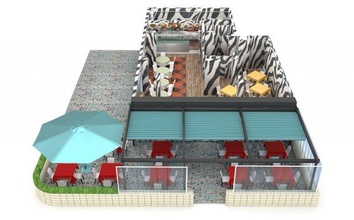zebra ristorante interni esterno carne bar caffetteria cena cibo Fast food negozio architettura cucina edificio giardino porta finestra sala servizio caffè 3d print model - Mito3D