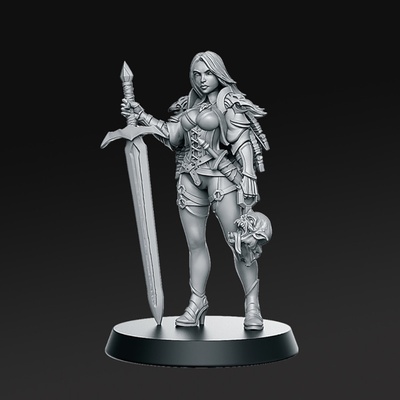 zirila miniatures ready to print 3d model in sculpture 3dexport crow female human monster sword woman hunter witcher paladin armor girl warrior fighter knight dnd middle rnestudio rpg 3d print model - Mito3D