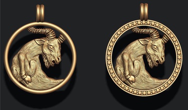 zodíaco capricórnio horóscopo jóias jóia colar pingente zbrush rhino printable stl ouro de prata 3d goathorned cabra seagoat capricornio 3d print model - Mito3D