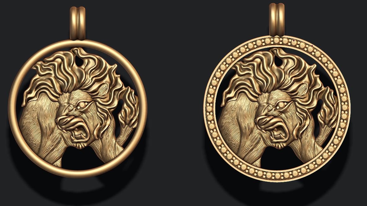 zodiaco de leo el león zodiac horóscopo la joyería joya collar colgante magerit zbrush obj rhino las gemas imprimible stl oro plata 3d tiger 3D print model - Mito3D