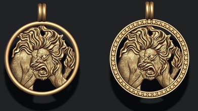 zodiac leo-Löwe Horoskop Schmuck Juwel Halskette Anhänger leo lion magerit zbrush obj rhino Edelsteine bedruckbar ist stl gold Silber 3d tiger 3d print model - Mito3D