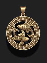 zodiac pisces fish lite gems goldenfish horoscope jewel jewellery jewelry necklace obj pendant pendants piscis printable rhino silver stl thefishes zbrush 3d print model - Mito3D