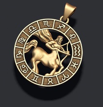 horoscope sagittaire lite 3d l'archer centaure les pierres précieuses joyau bijoux magerit collier des colliers obj pendentif imprimable rhino d'argent stl zbrush 3d print model - Mito3D