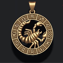 zodiac scorpion lite 3d gems gold horoscope jewel jewellery jewelry magerit necklace necklaces obj pendant printable rhino scorpio silver thescorpion zbrush 3d print model - Mito3D