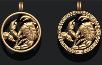 horoscope scorpion zodiaque bijoux joyau collier pendentif le magerit zbrush obj rhino les pierres précieuses imprimable stl or d'argent 3d 3d print model - Mito3D