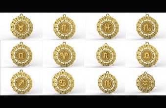 zodiac symbol pendants collection jewelry jewellery pendant 3d-printable printable cncmachining cnc aries taurus gemini cancer virgo leo libra scorpio sagittarius capricorn aquarius pisces 3d print model - Mito3D