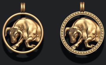 zodiac taurus bull horoscope jewellery jewel necklace pendant jewelry zbrush rhino printable stl gold silver 3d tauro 3d print model - Mito3D