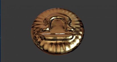 zodiak signe balance monnaie 3d impression modèle in pièces badges 3dexport amulette art 3d print model - Mito3D