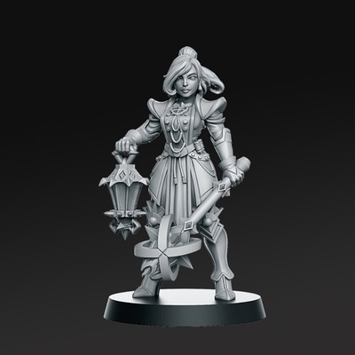 zoe tsun miniatures ready to print 3d model in sculpture 3dexport zoe-tsun crow female human monster sword woman hunter witcher paladin armor girl warrior fighter knight dnd middle rnestudio rpg 3d print model - Mito3D