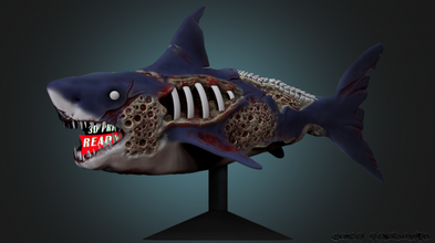 zombi Köpekbalığı 3dprint heykel şekil fanart dekor oyun aksiyon figürü minyatür figürinler yazdırılabilir zbrush kıyamet korku hayvan ceset balık 3d print model - Mito3D