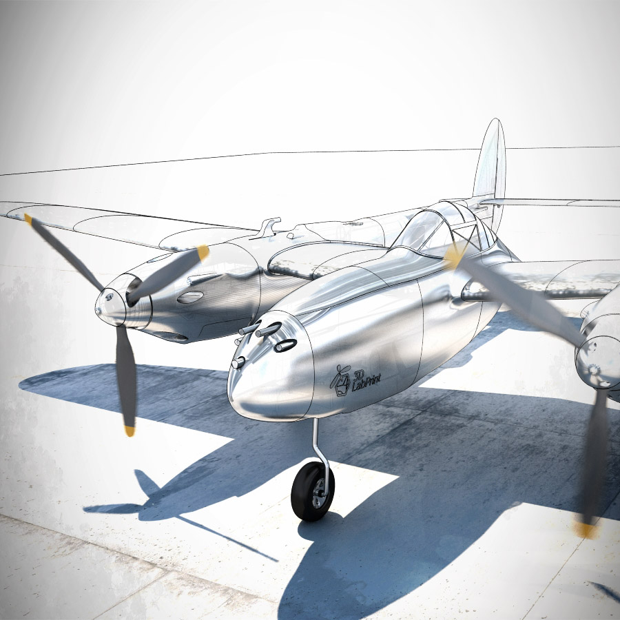 lockheed p-38 lightning3 3dlabprint rc air plane 3D print model - Mito3D