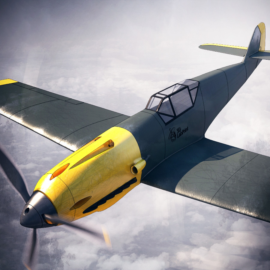 messerschmitt bf 109t tony 3dlabprint rc hava uçak 3D print model - Mito3D