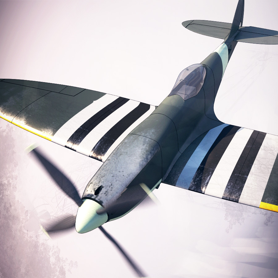 spitfire mk xvi 3dlabprint rc ar avião 3D print model - Mito3D