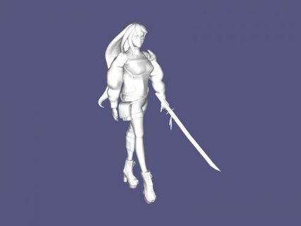 young girl a sword toys people 3d print model - Mito3D