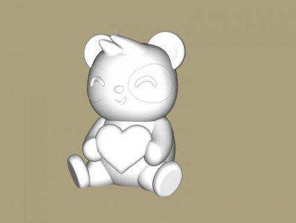 panda heart toys animals 3d print model - Mito3D