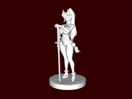horned warrior girl Toys Cartoons 3d print model - Mito3D