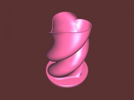 bükülmüş kalp vazo ev iç 3d print model - Mito3D