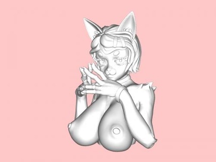 kitty bust Art Sculpture 3d print model - Mito3D