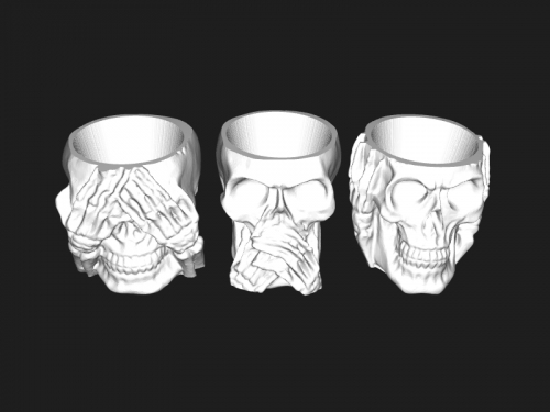 three shots skulls home kitchen 3D print model - Mito3D
