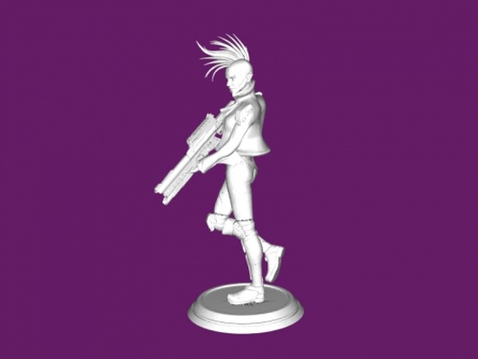 cyberpunk girl gun obj toys games 3d print model - Mito3D