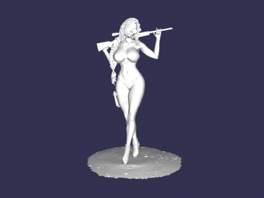 girl a rifle toys people 3d print model - Mito3D