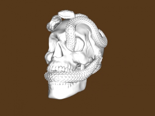 skull snakes art sculpture 3d print model - Mito3D