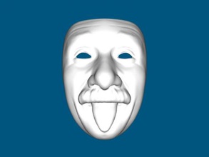 albert einstein maskesi ücretsiz 3d model download stl dosyası Moda Süsler maske gülümseme dosya 3d print model - Mito3D