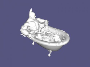 batman in bagno giocattoli cartoni animati 3d print model - Mito3D