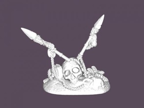broken skull free 3d model - download stl file Art Sculpture 2 spears 3d print model - Mito3D