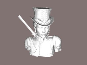 daisy baskını free 3d model download stl dosyası Sanat Heykel büst güzel kız şapka dosya 3d print model - Mito3D
