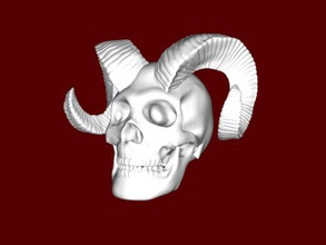 demon skull free 3d model - download stl file Art Sculpture lamb horns 3d print model - Mito3D
