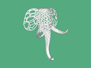 elefante cabeza in voronoi estilo arte escultura 3d print model - Mito3D