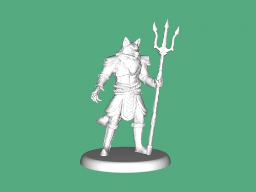 fox samurai gratuita modello 3d - scaricare il file stl I giocattoli cartoni animati guerriero armato trident 3D print model - Mito3D