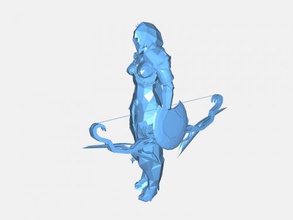 chica arco libre modelo 3d - descargar archivo stl Los juguetes Personas baja poli arquero figura 3d print model - Mito3D