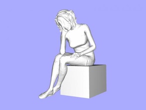 menina livre no pensamento modelo 3d - download de arquivo stl Brinquedos Pessoas sentada cubo 3d print model - Mito3D