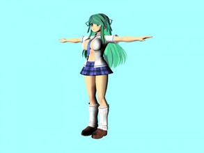 green hair girl free 3d model - download obj file Toys Cartoons schoolgirl outstanding forms 3d print model - Mito3D