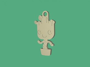 groot keychain free 3d model - download stl file Fashion Accessories flat fictional character 3d print model - Mito3D