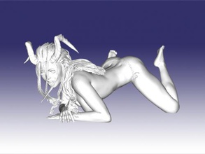 chifrudo mulher livre modelo 3d - download de arquivo stl Brinquedos Pessoas demoníaca menina biquíni 3d print model - Mito3D