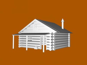 log cabin free 3d model - download stl file Art Architecture small village house veranda 3d print model - Mito3D