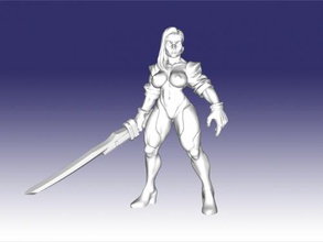 muscular swordswoman toys cartoons 3d print model - Mito3D