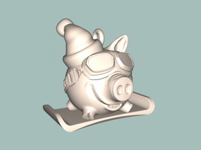 pig snowboarder toys animals 3d print model - Mito3D